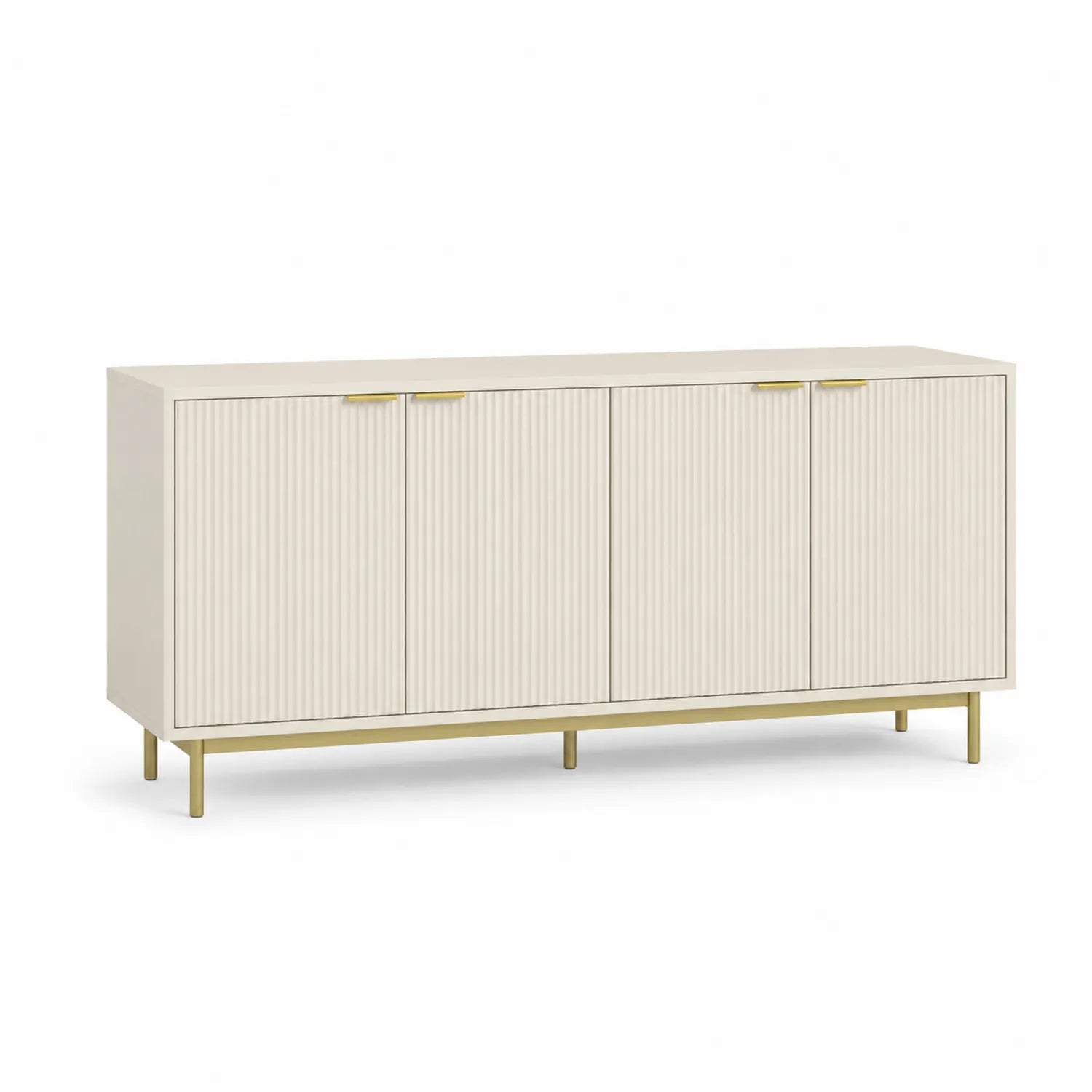 Credenza rettangolare in legno MDF con base in metallo dorato 180x45x75 cm