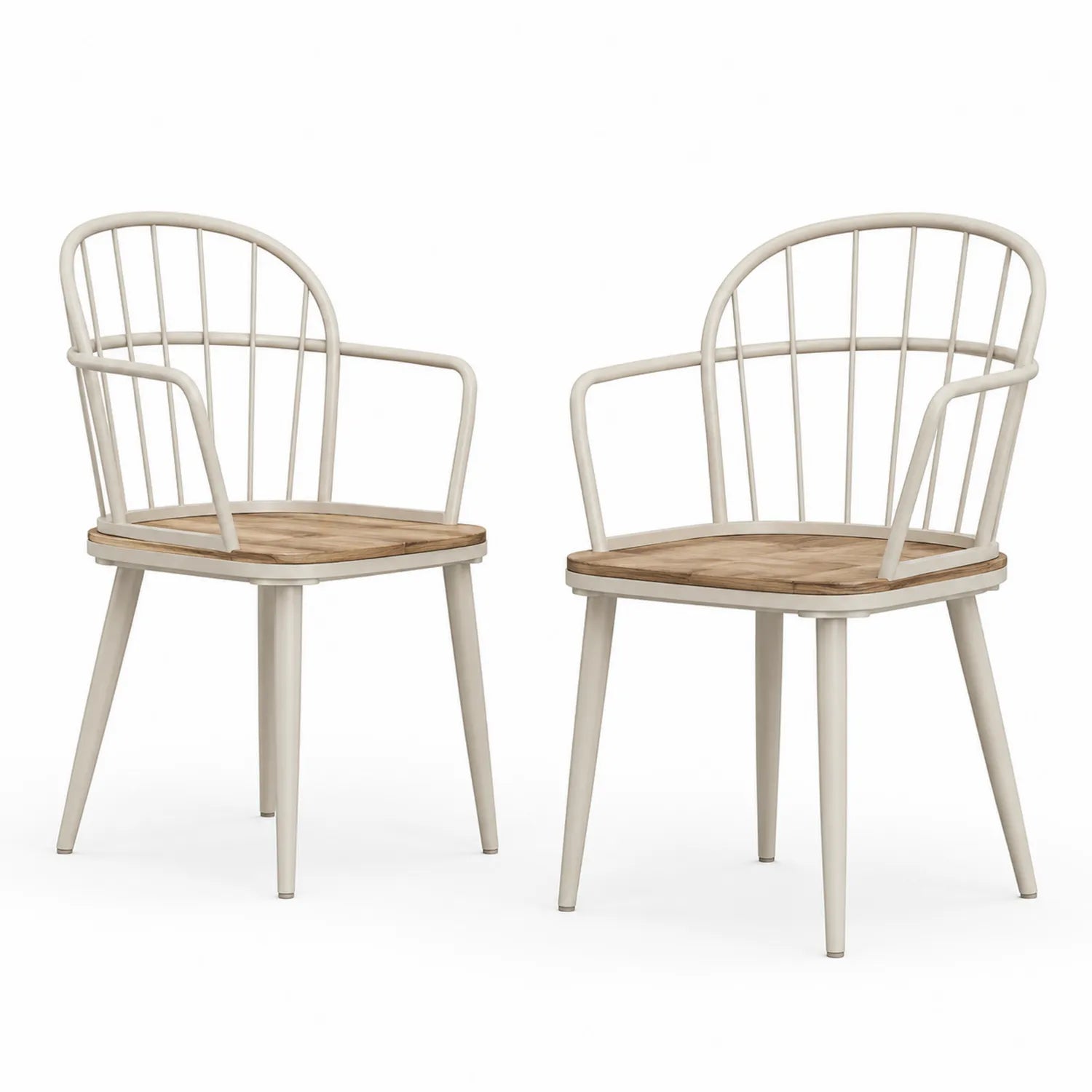 Set di Sedie Metallo e Legno Naturale/Bianco