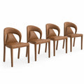 Set di Sedie da Pranzo in Legno e Similpelle Marrone 4 Pezzi