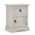 Comodino in legno di pino bianco con cassetto e anta 60x45x35 cm