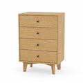 Cassettiera in legno 4 cassetti colore Naturale 80x40x100 cm