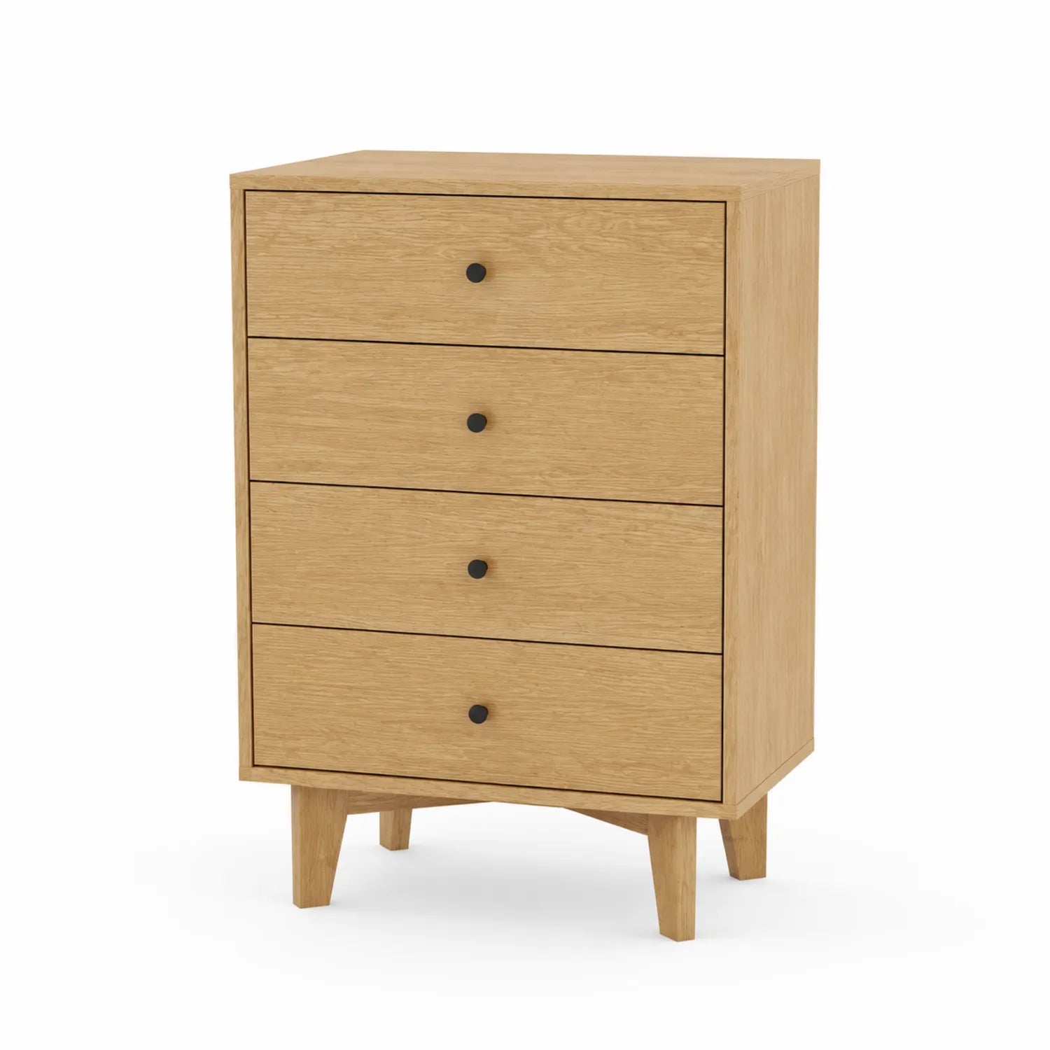 Cassettiera in legno 4 cassetti colore Naturale 80x40x100 cm