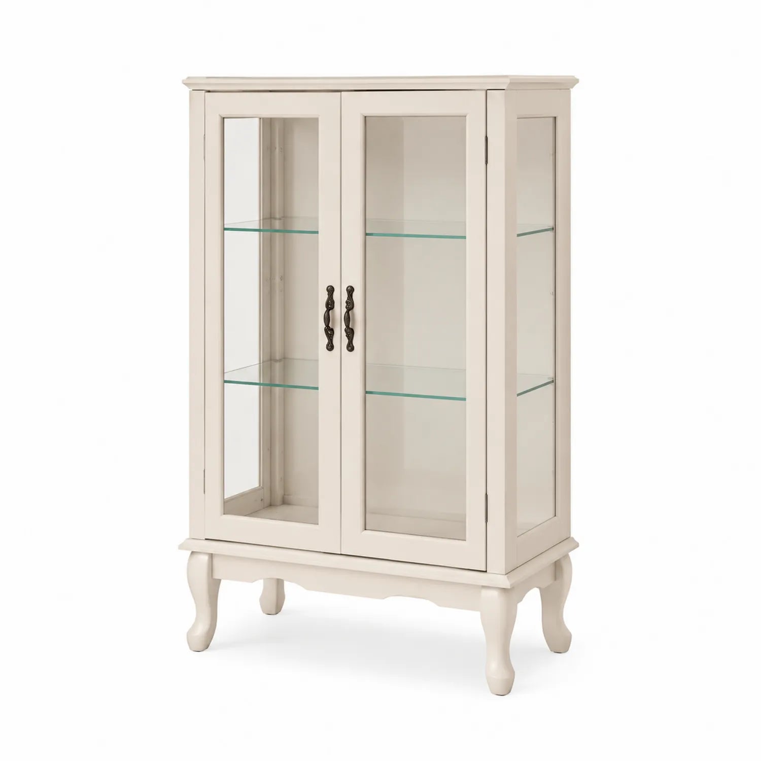 Vetrina in Legno MDF con Ante in Vetro Temperato Bianco