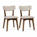 Set di 2 sedie da pranzo in legno con seduta imbottita beige