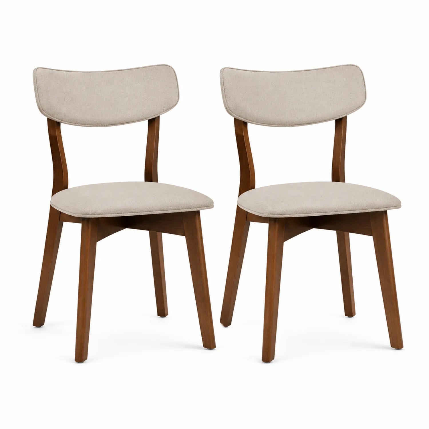 Set di 2 sedie da pranzo in legno con seduta imbottita beige
