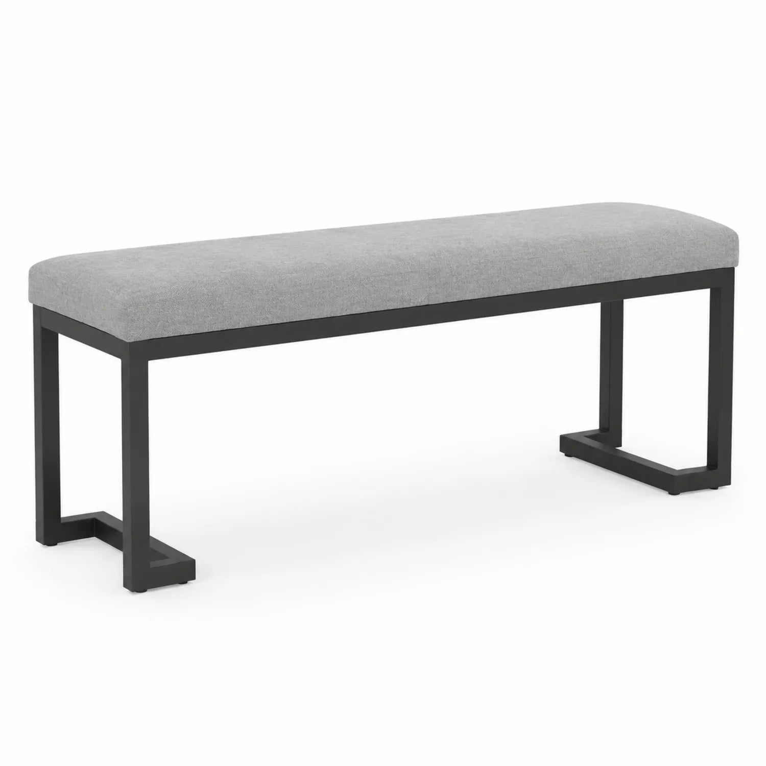 Panca rettangolare in metallo e tessuto Grigio 120cm