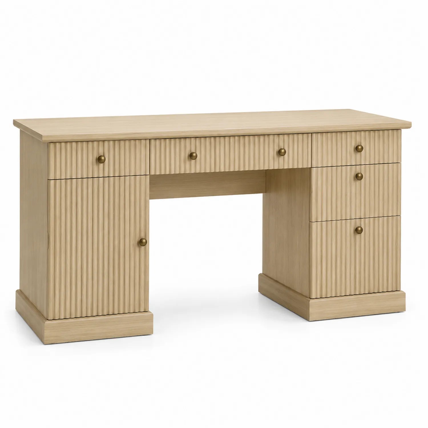 Scrivania in legno massello con cassetti e ante beige