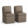 Set di 2 Sedie da Pranzo in Similpelle Marrone con Base Quadrata