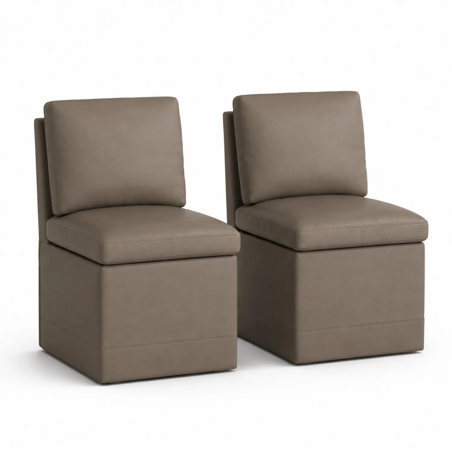 Set di 2 Sedie da Pranzo in Similpelle Marrone con Base Quadrata