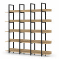 Scaffale in legno di quercia e metallo nero con 5 ripiani