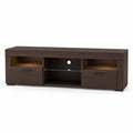 Mobile TV in MDF con Ripiano in Vetro Temperato Marrone 150x40x50 cm