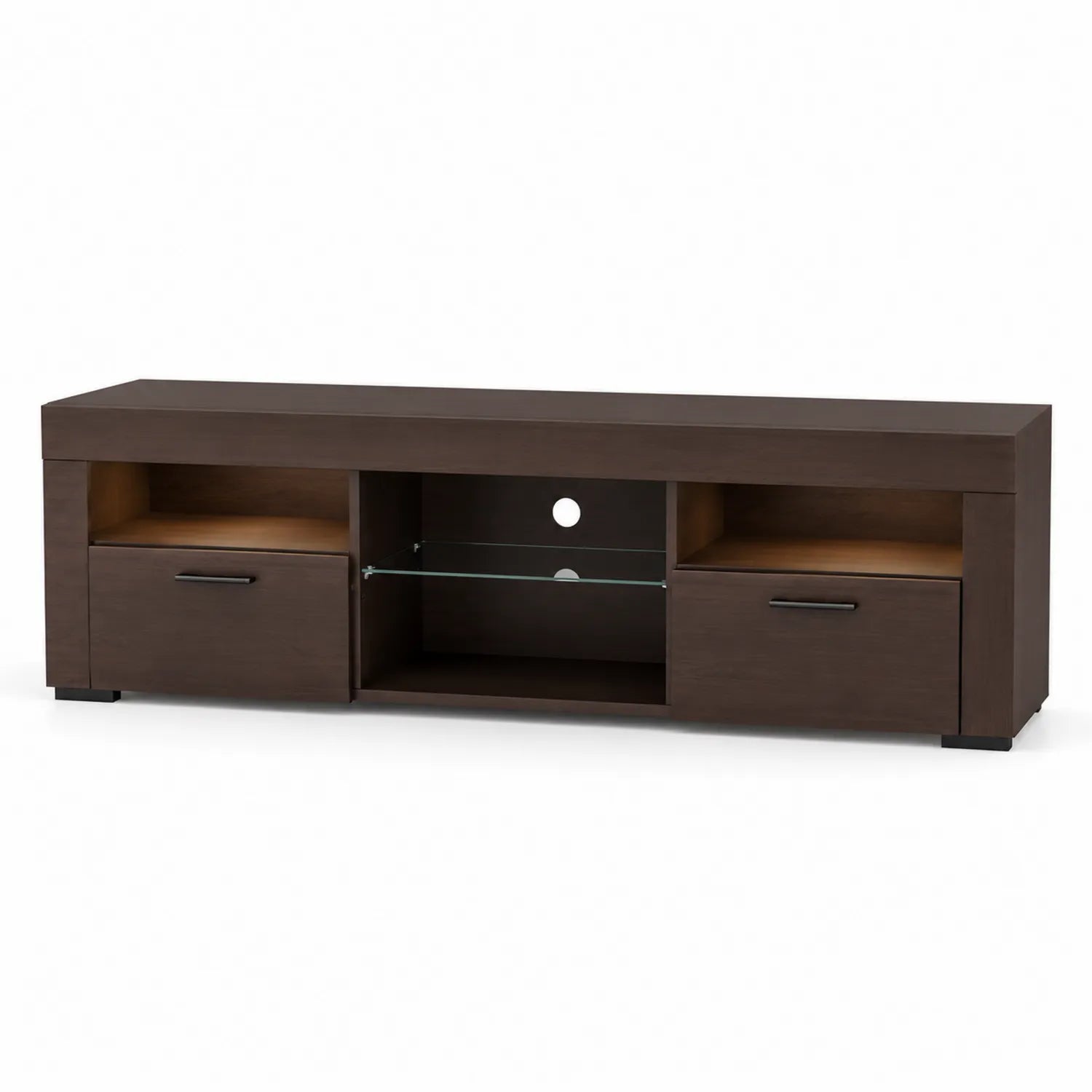 Mobile TV in MDF con Ripiano in Vetro Temperato Marrone 150x40x50 cm