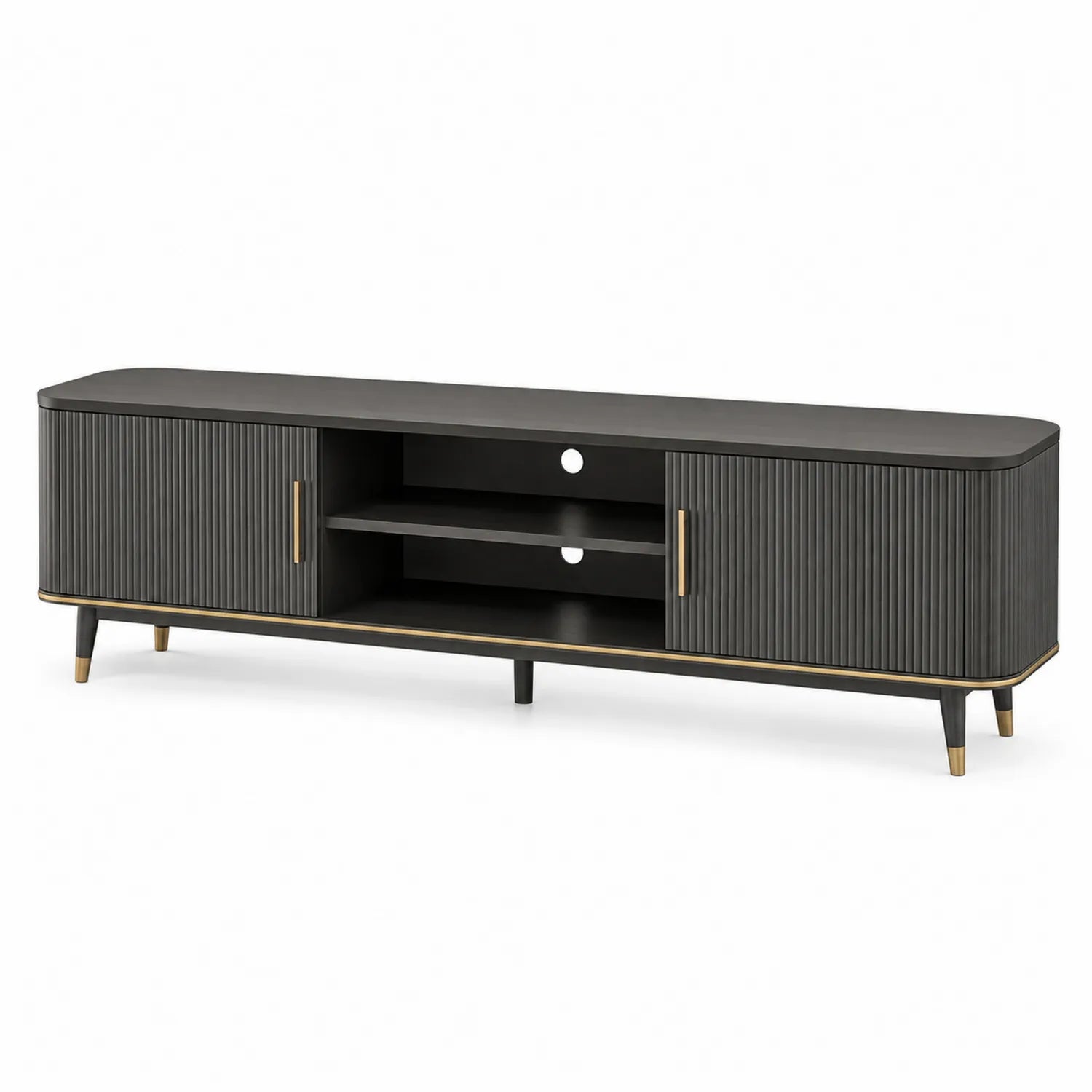Mobile TV in legno di MDF con dettagli in metallo nero 180x40x50 cm