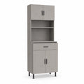 Armadio Contenitore in Legno Grigio con Ante e Cassetto