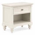 Comodino in legno massello crema con ripiano e cassetto