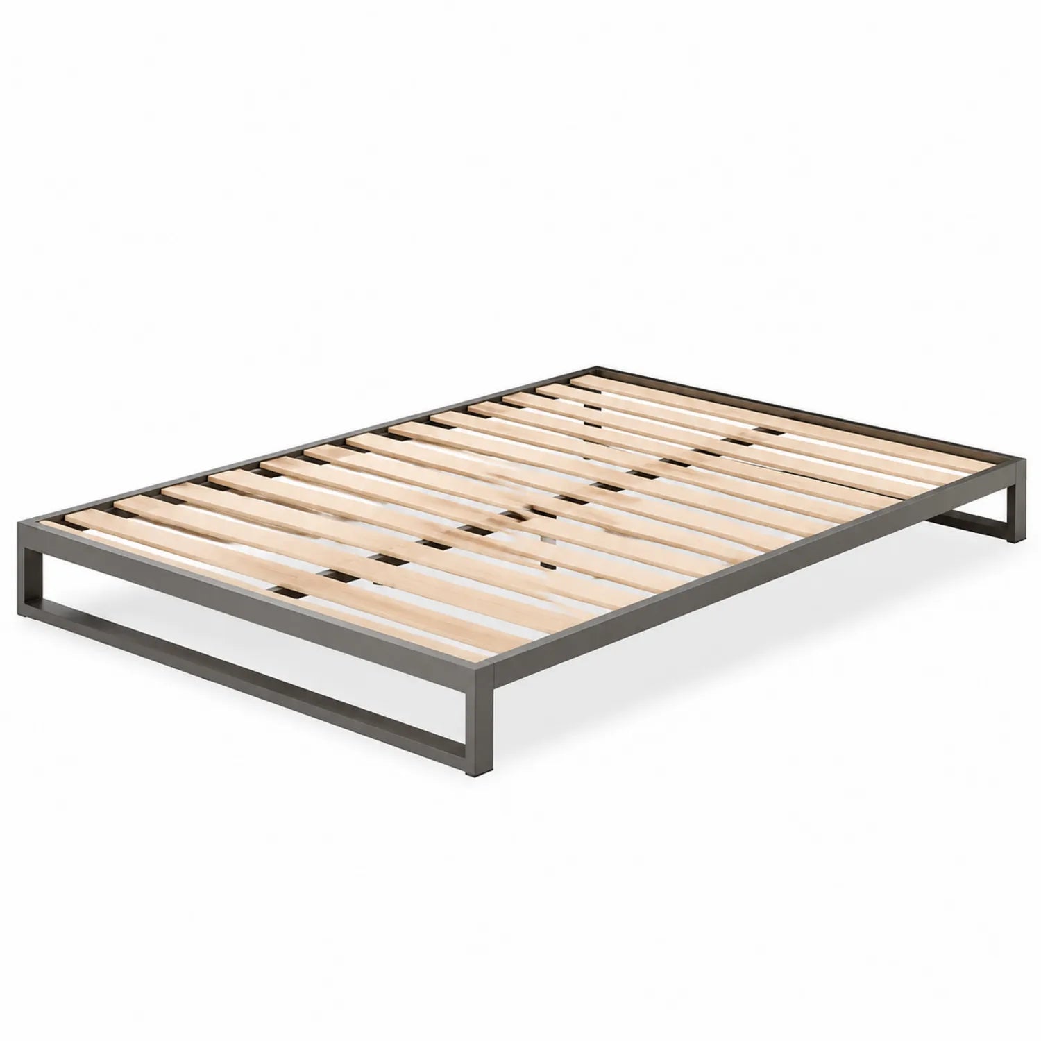 Letto matrimoniale in metallo con doghe in legno di pioppo 160x200 cm