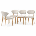 Set di 4 sedie da pranzo in tessuto beige con struttura in legno