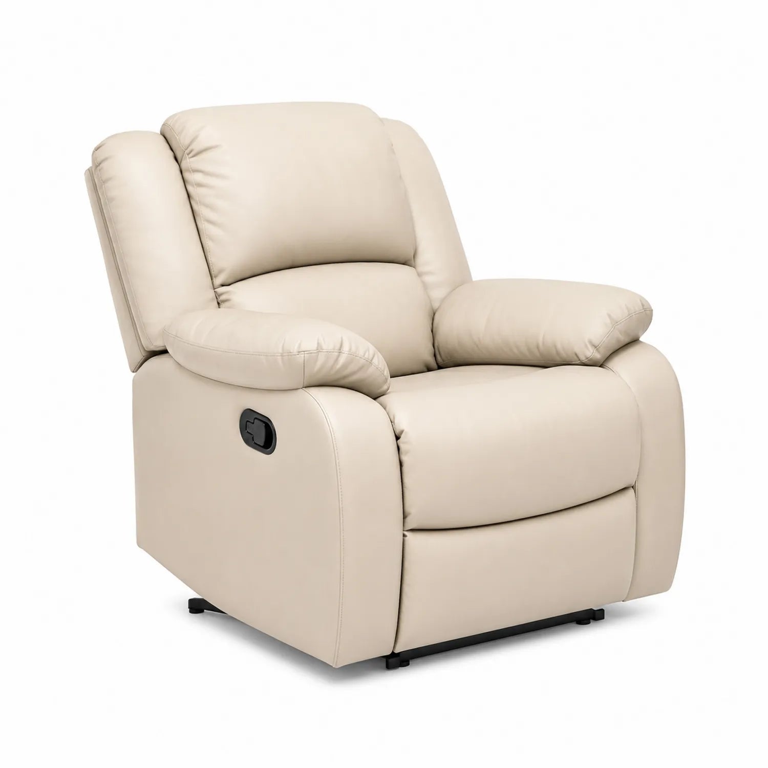 Poltrona reclinabile in ecopelle beige con imbottitura in schiuma