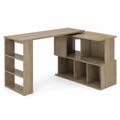 Scrivania angolare in legno ingegnerizzato con scaffali marrone 135x75x135 cm