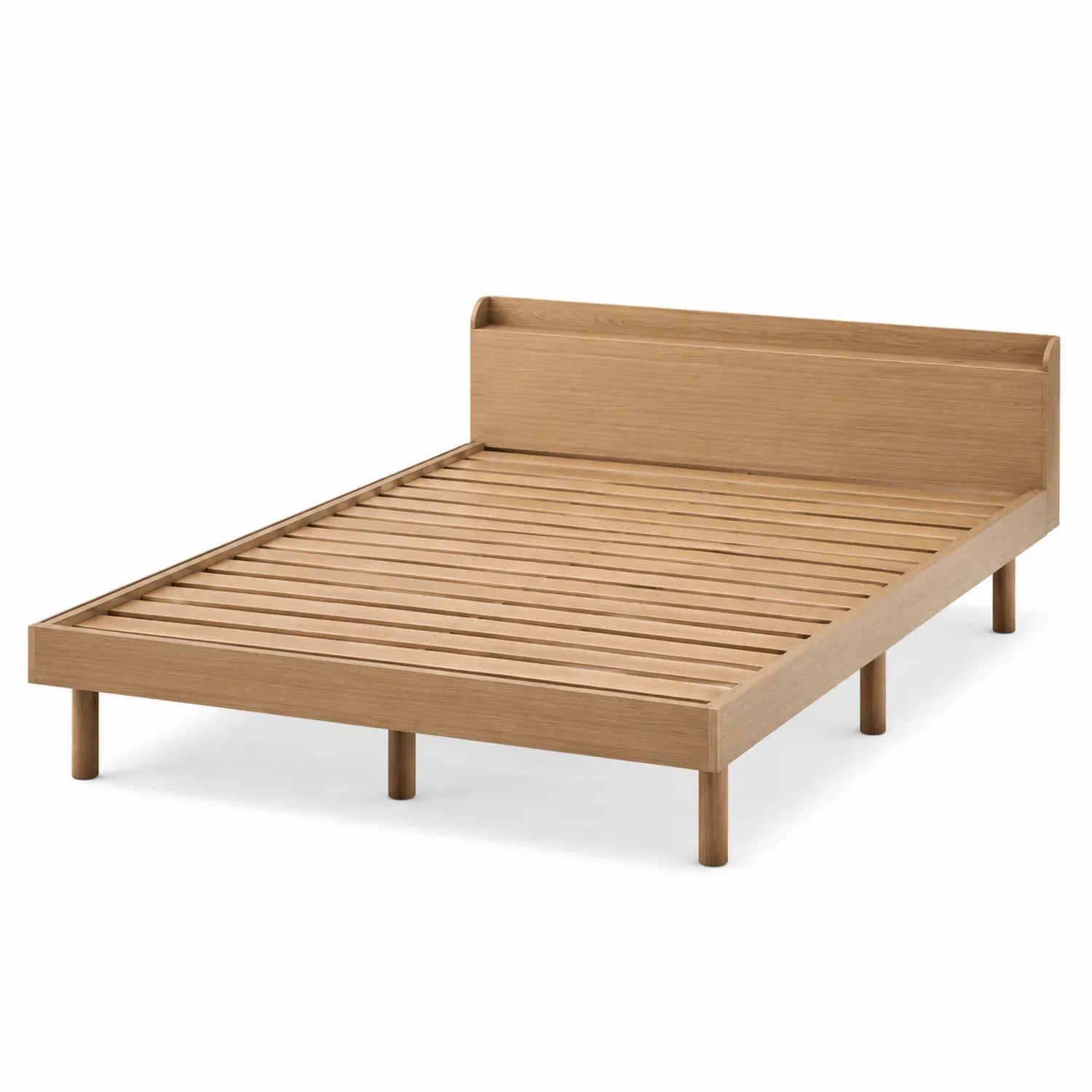 Letto in legno massello di quercia con testiera e doghe, naturale, 200x160 cm