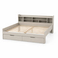 Letto Matrimoniale in Legno con Cassetti e Libreria Grigio 200x160 cm