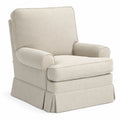 Poltrona in Tessuto di Lino Beige con Braccioli e Gonna