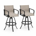 Set di 2 sedie da esterno girevoli in metallo e tessuto Beige