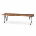 Panca in legno e metallo rettangolare naturale 160x35x45 cm