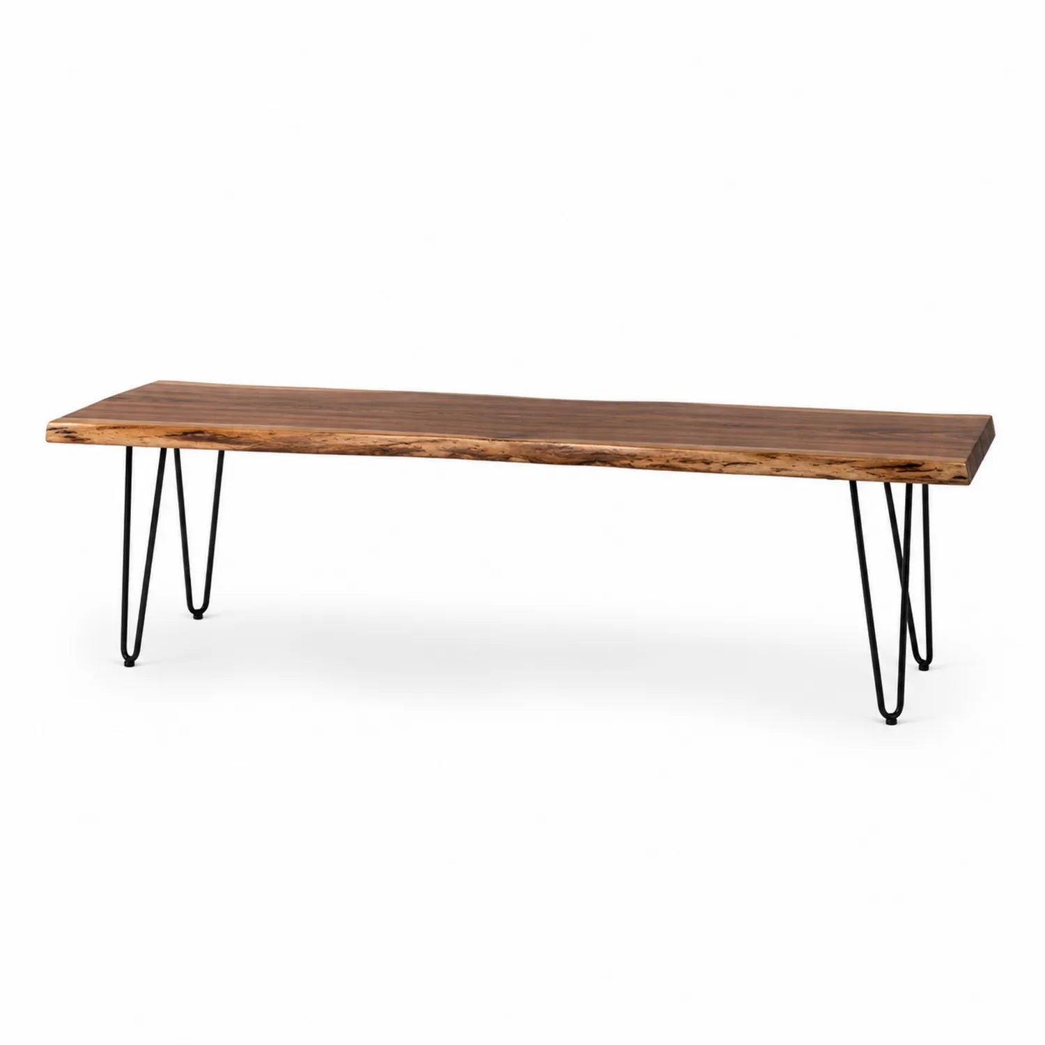 Panca in legno e metallo rettangolare naturale 160x35x45 cm