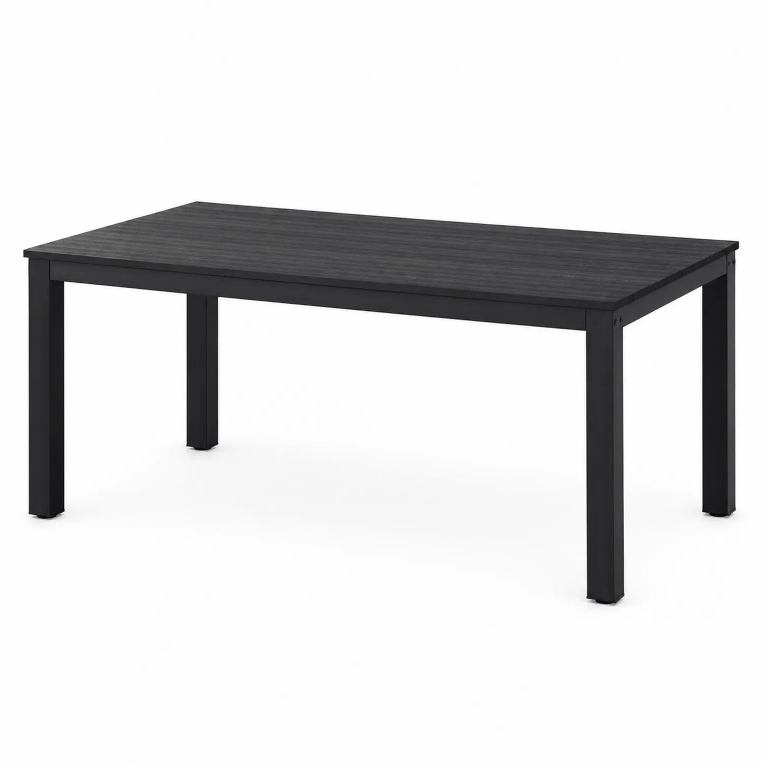 Tavolo da pranzo rettangolare in alluminio e legno composito nero