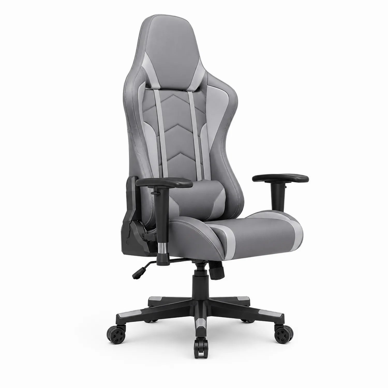 Sedia ergonomica regolabile in tessuto PU grigio e nero