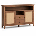 Credenza in legno con ante in rattan e 2 cassetti