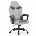 Sedia da ufficio ergonomica in similpelle e tessuto grigio con braccioli