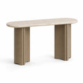Consolle Rettangolare in Travertino e Legno 120x40x75 cm Beige