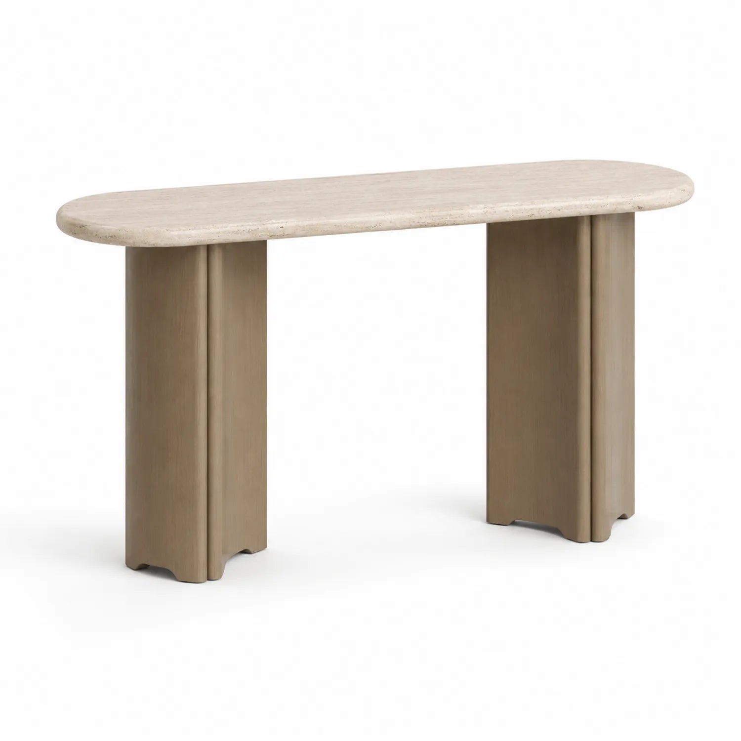 Consolle Rettangolare in Travertino e Legno 120x40x75 cm Beige