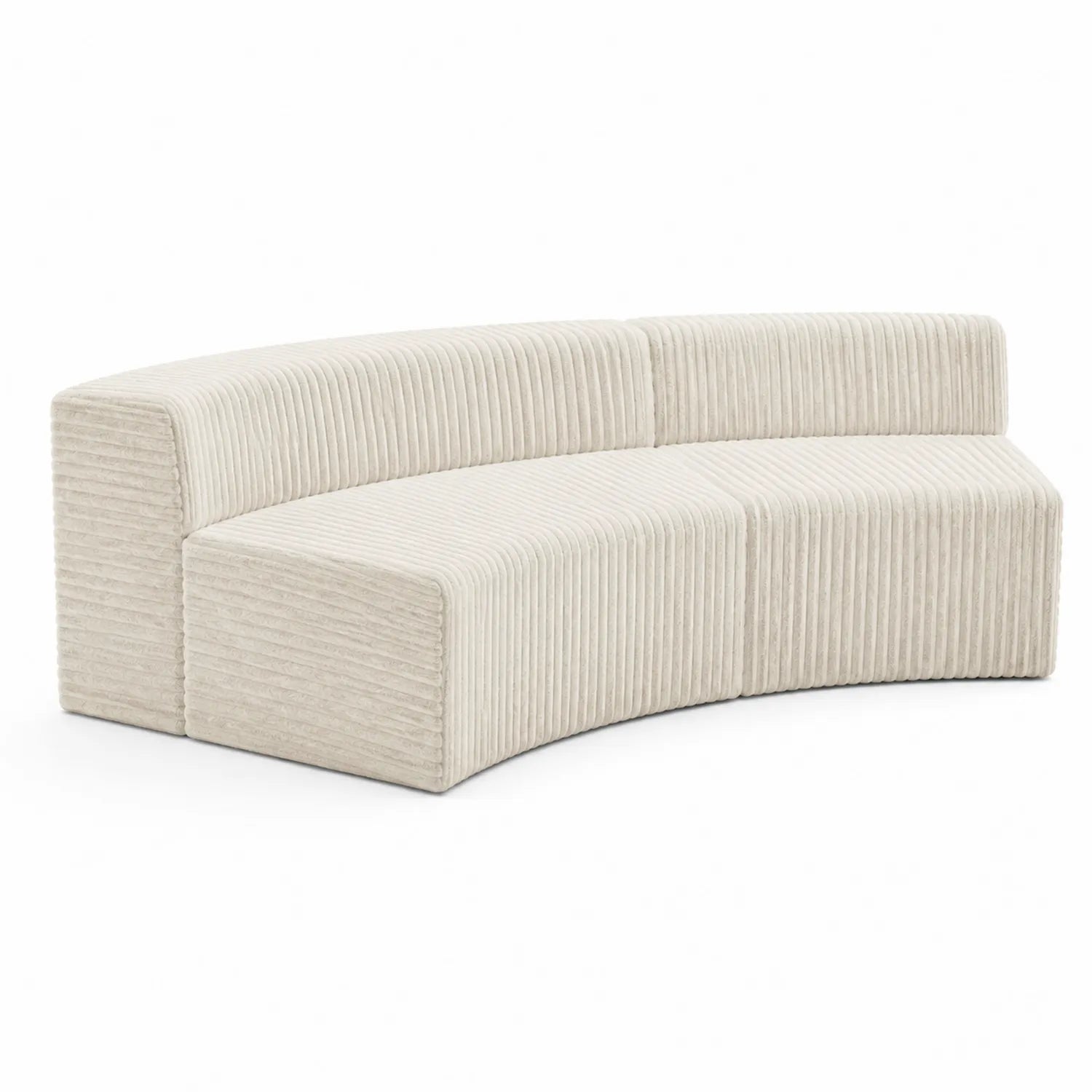 Divano modulare curvo in velluto a coste beige