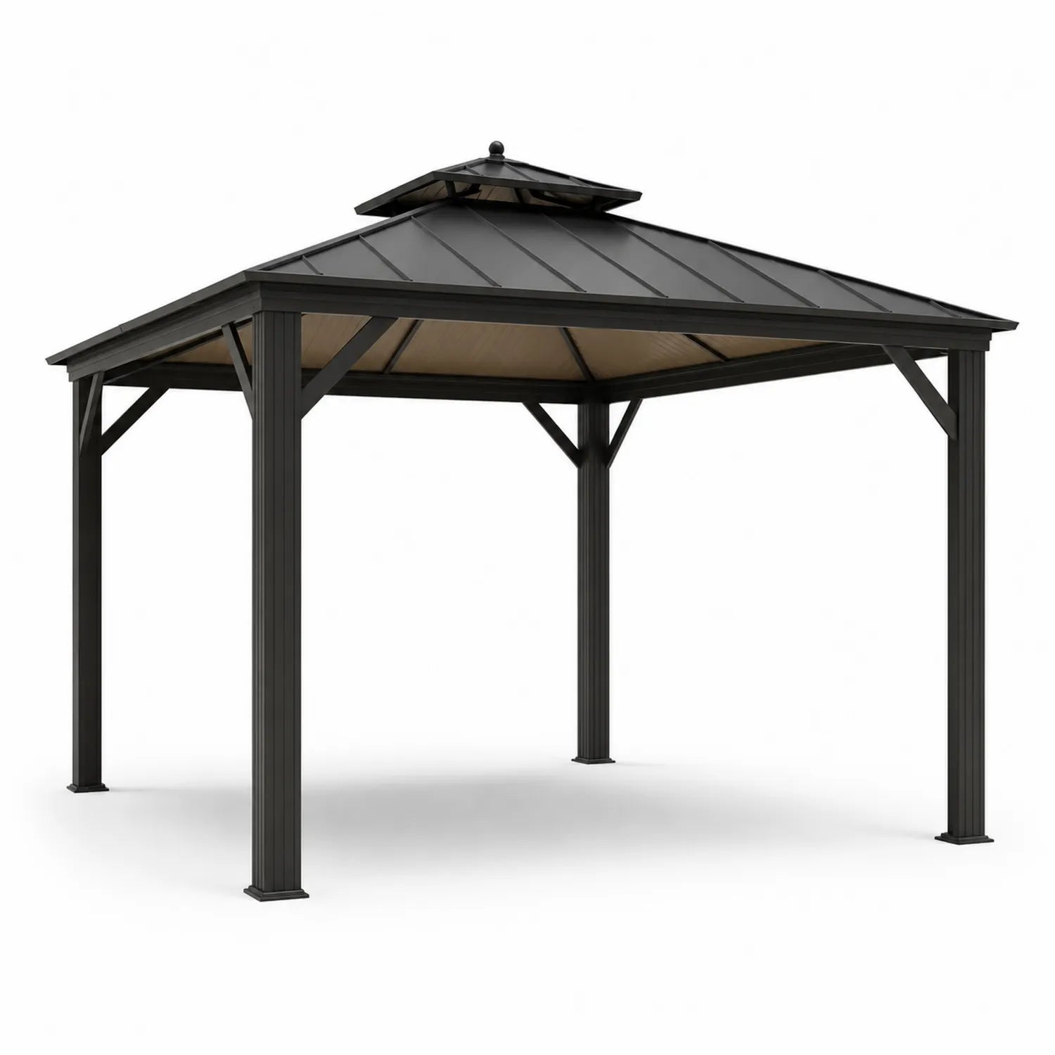 Gazebo quadrato in acciaio nero 3x3 m