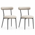 Set di 2 Sedie da Pranzo in Tessuto Beige e Struttura in Metallo Nero