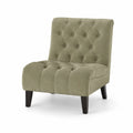 Poltrona in Velluto con Bottoni Verde Oliva 75x75x85 cm