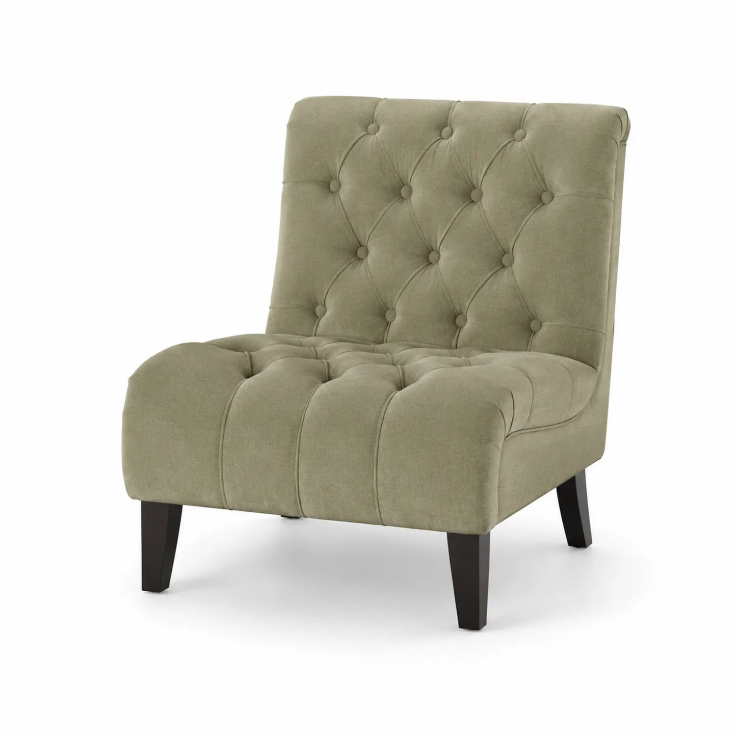 Poltrona in Velluto con Bottoni Verde Oliva 75x75x85 cm