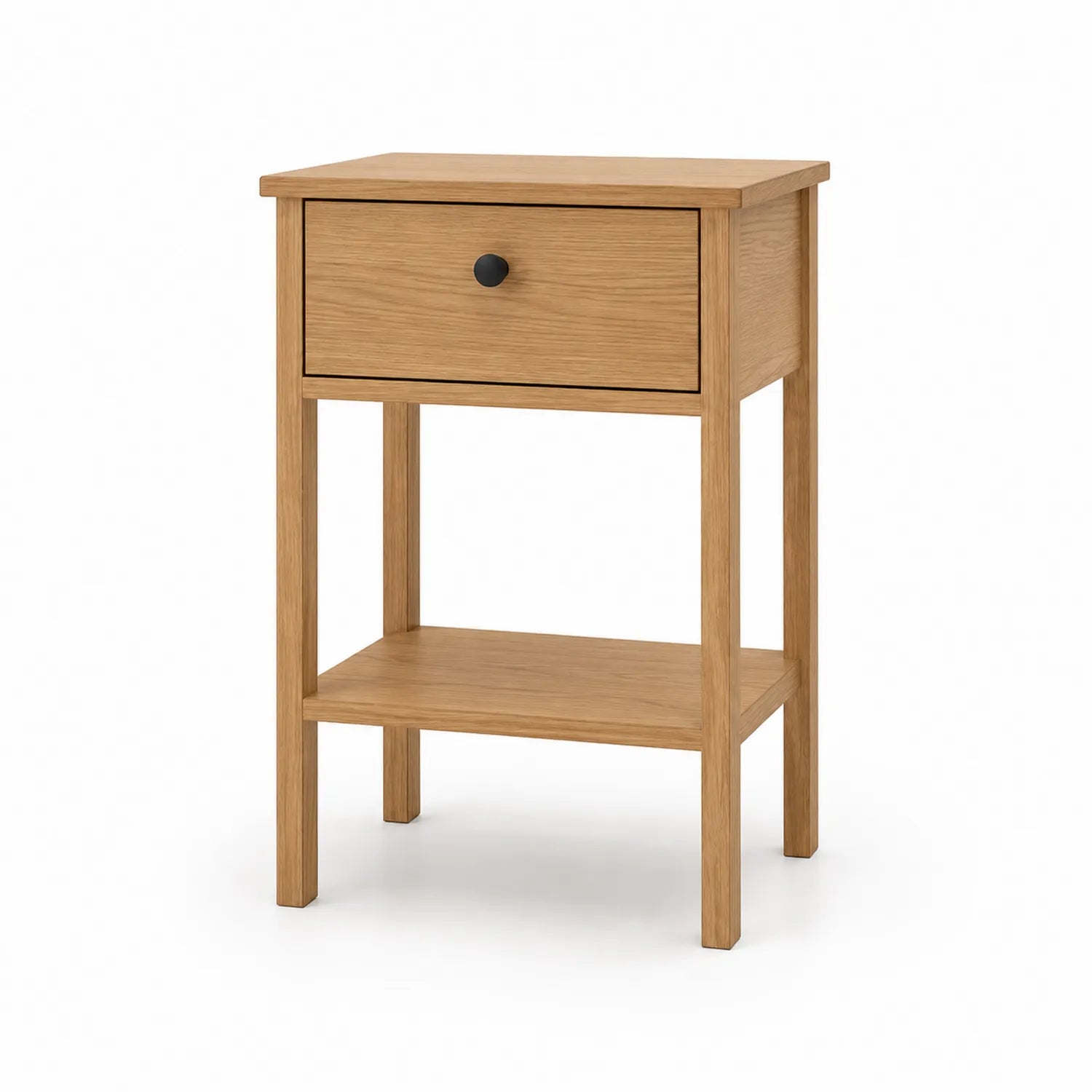 Comodino in legno di quercia con cassetto e ripiano 40x30x60cm