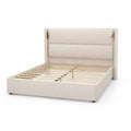 Letto Matrimoniale con Rivestimento in Poliestere Beige 200x180 cm