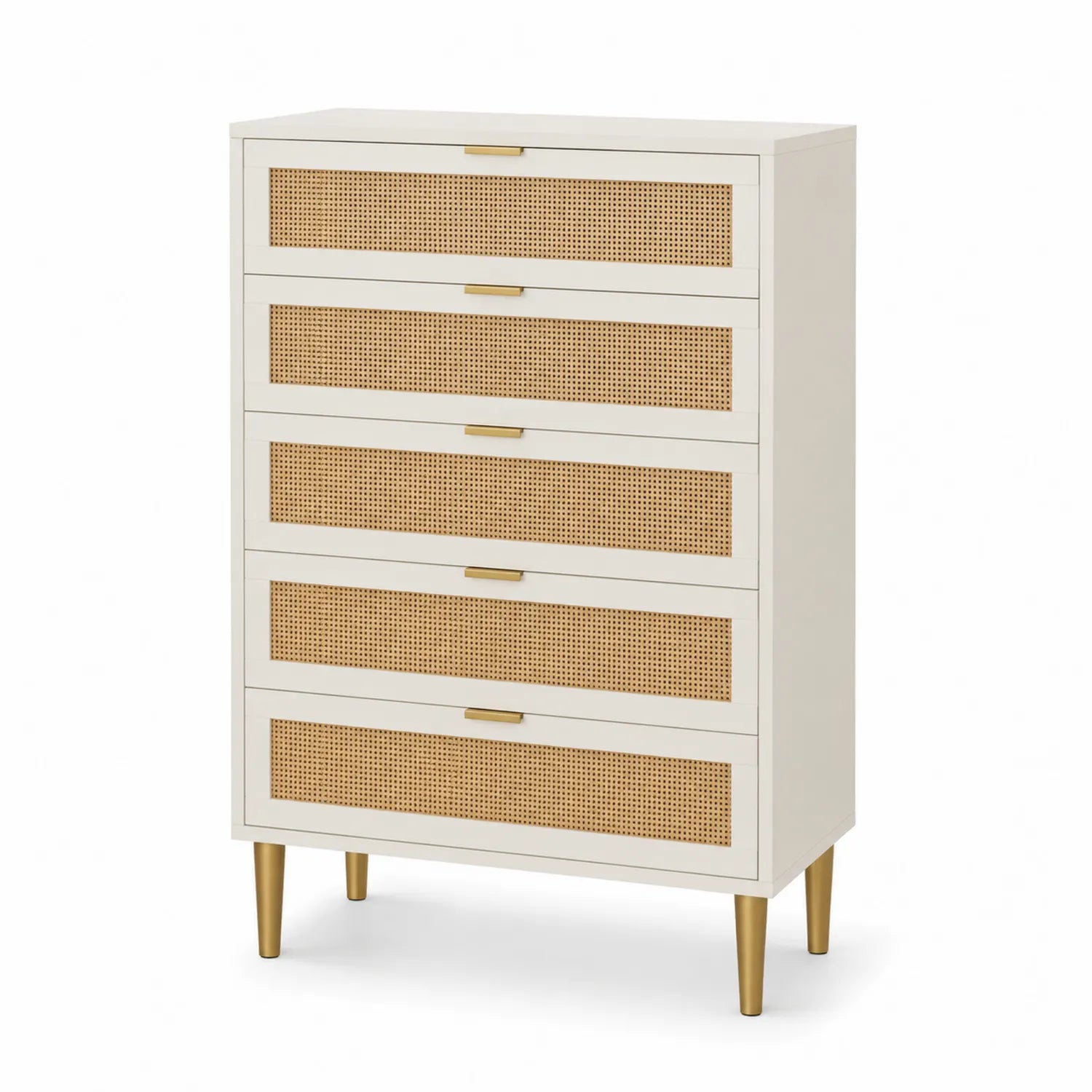 Cassettiera in Legno e Rattan 80x40x120 cm