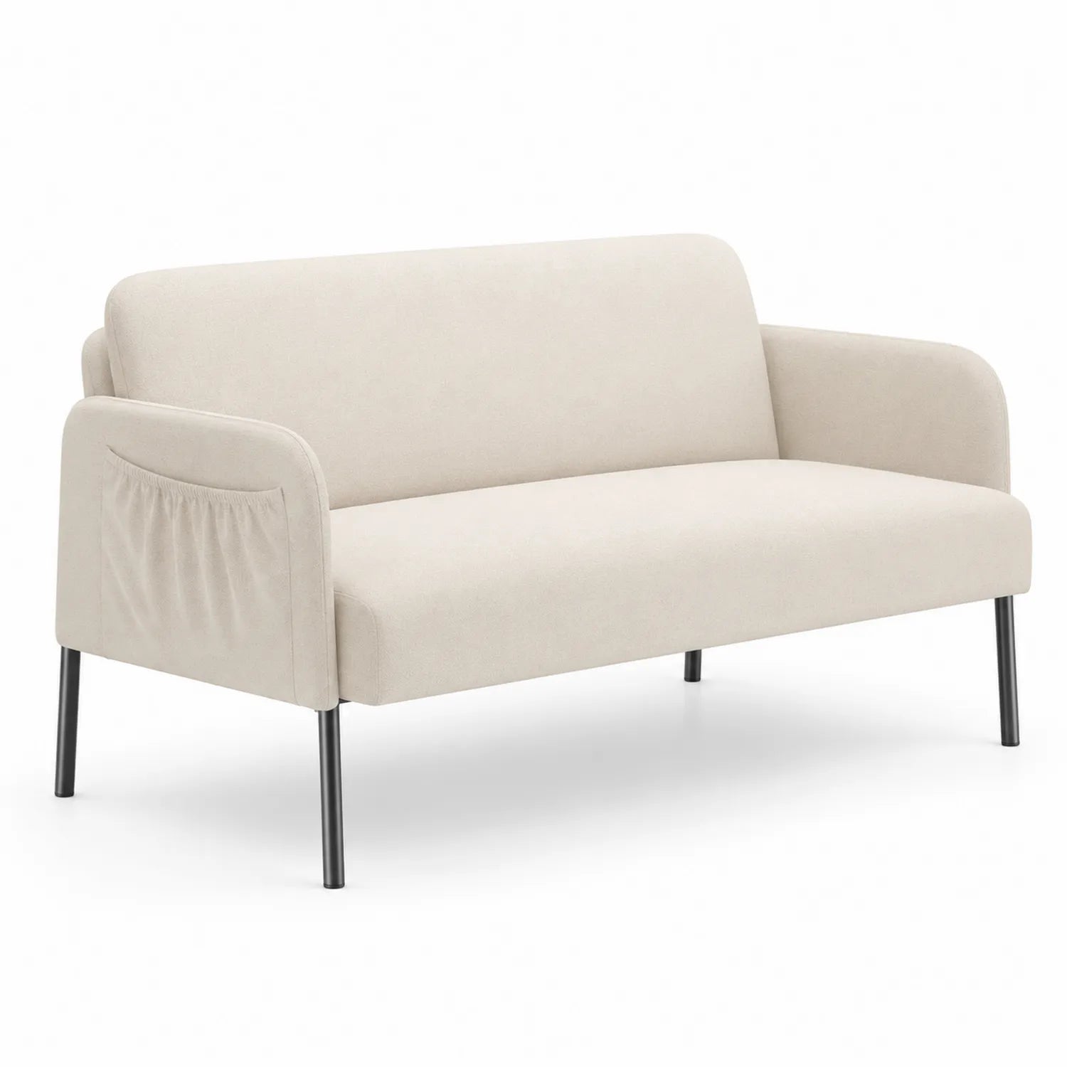 Divano due posti tessuto beige gambe metallo