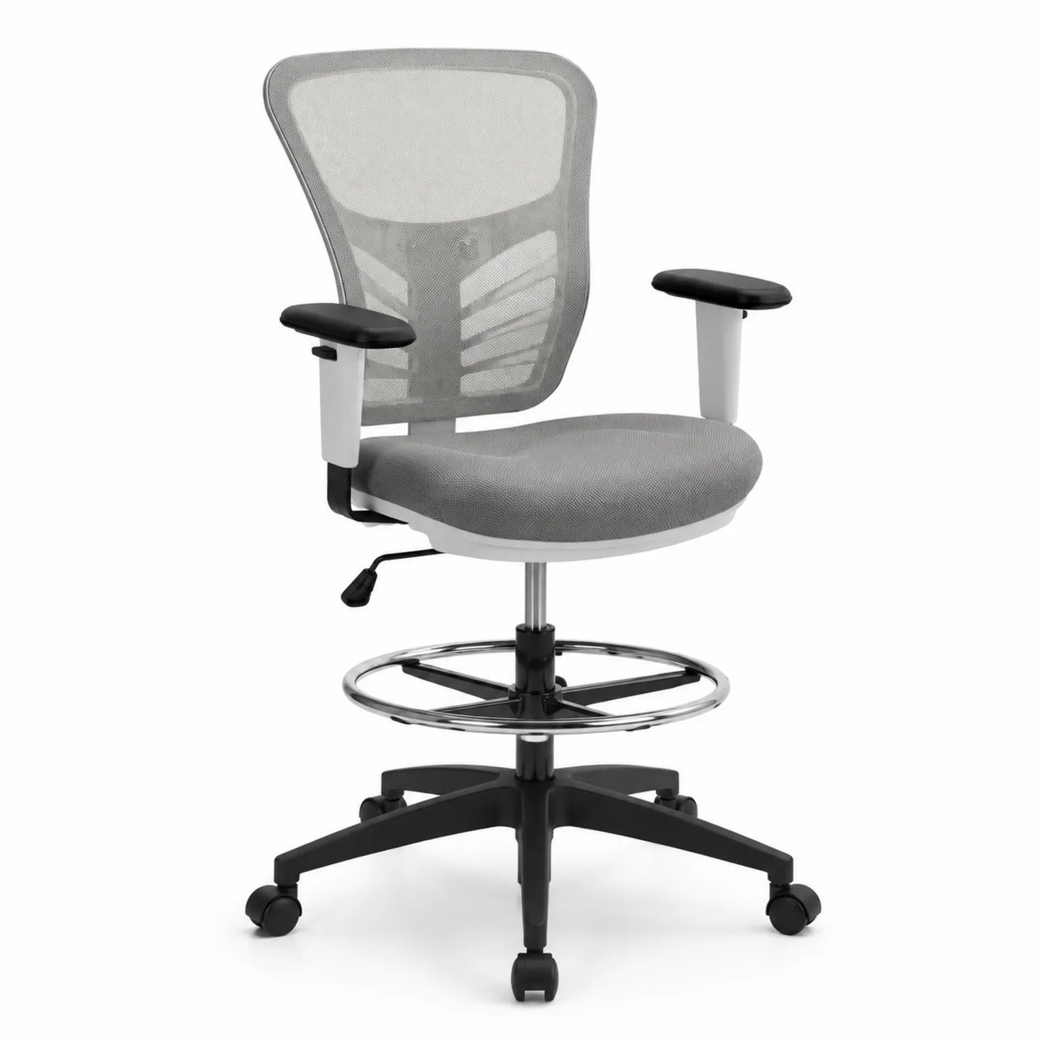 Sedia da ufficio in plastica resistente e tessuto mesh, grigio