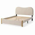 Letto matrimoniale in legno e tessuto beige 200x160 cm