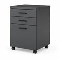 Cassettiera in Metallo Nero con Ruote 3 Cassetti 65x40x50 cm