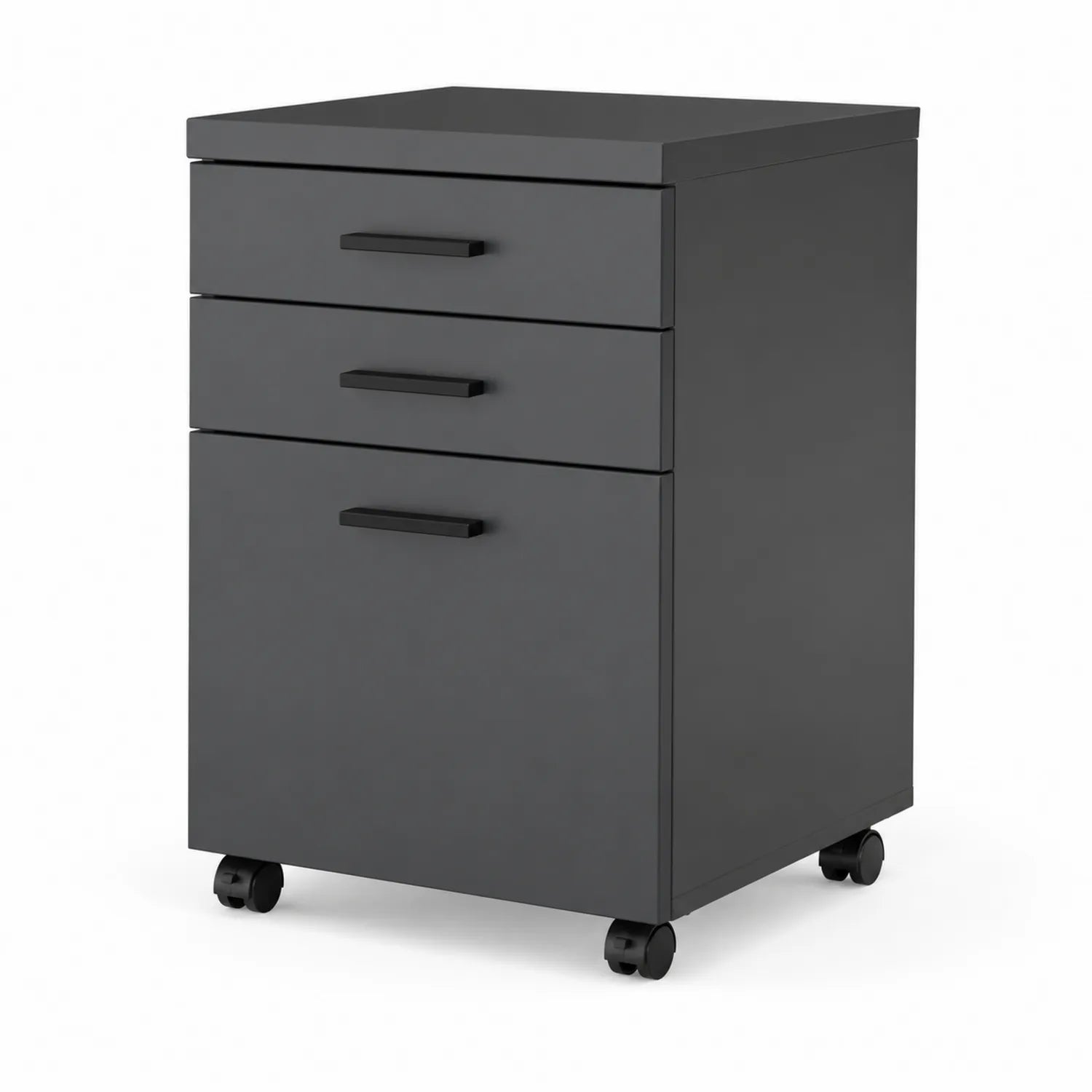 Cassettiera in Metallo Nero con Ruote 3 Cassetti 65x40x50 cm