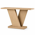 Consolle in Legno Forma V Naturale 120x30x80 cm