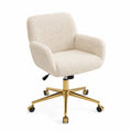 Sedia da ufficio regolabile in tessuto bouclé Crema con base in metallo dorato